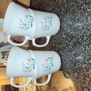 Corning Corelle Rosemarie Tulip Pattern Mugs Set Of 4 Vintage Made In USA